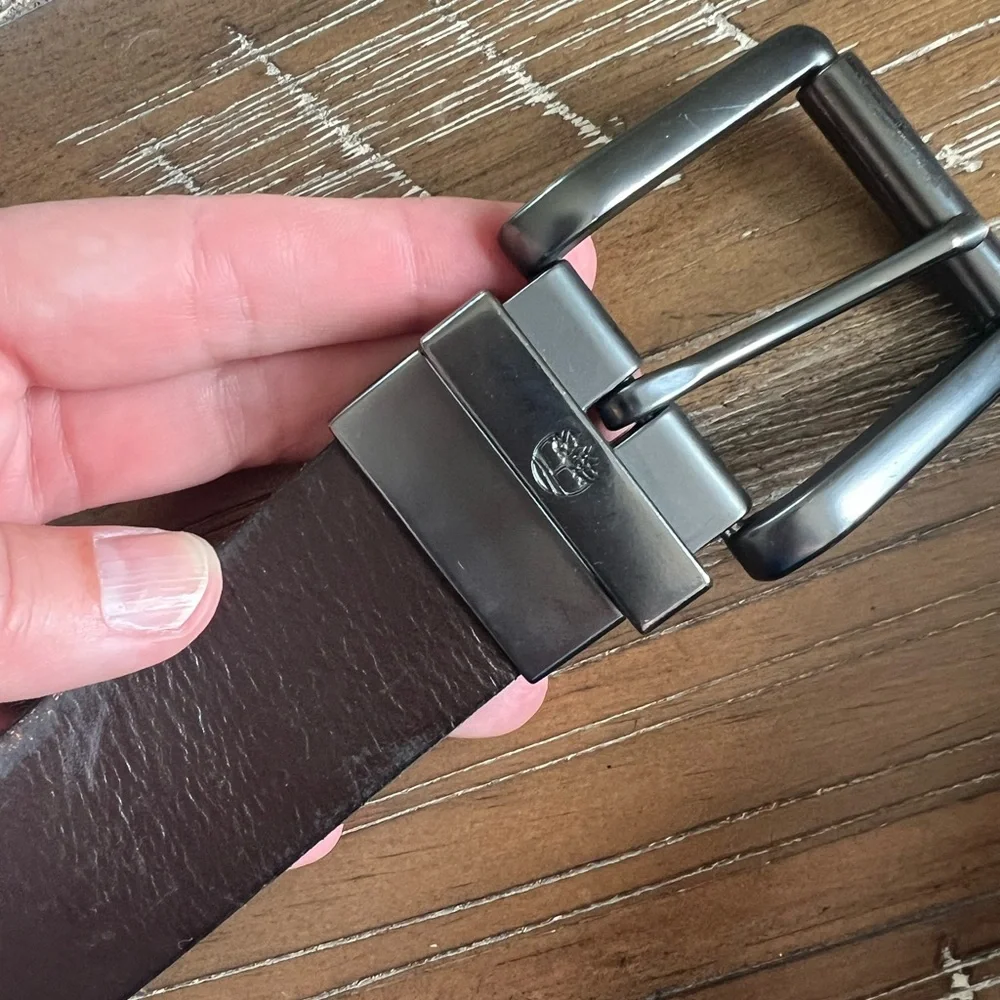 Timberland Reversible Leather Belt Black & Dark Brown Size 40